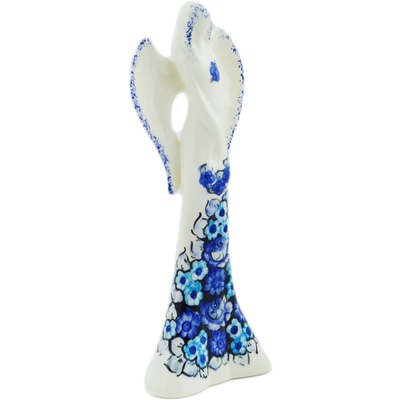 faience Angel Figurine 10&quot; Cobalt Flowers