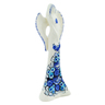 faience Angel Figurine 10&quot; Cobalt Flowers UNIKAT