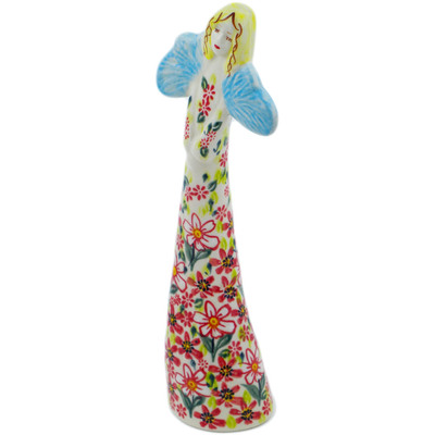 Polish Pottery Angel Figurine 10&quot; Pink Petal Freedom UNIKAT