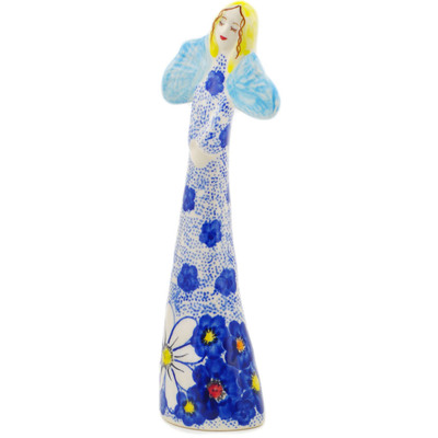 Polish Pottery Angel Figurine 10&quot; Sapphire Bunch UNIKAT