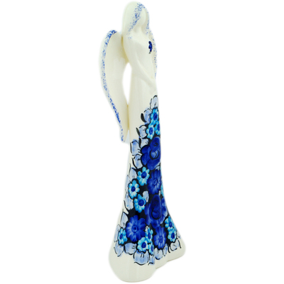 faience Angel Figurine 13&quot; Cobalt Flowers