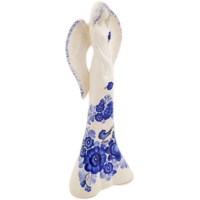 Faience Angel Figurine 13&quot; Cobalt Flowers