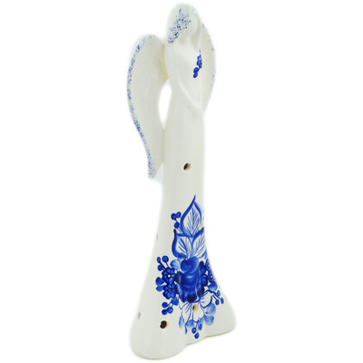 Faience Angel Figurine 13&quot; Retro Cobalt