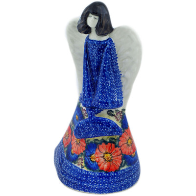 Polish Pottery Angel Figurine 13&quot; Twilight Florals UNIKAT