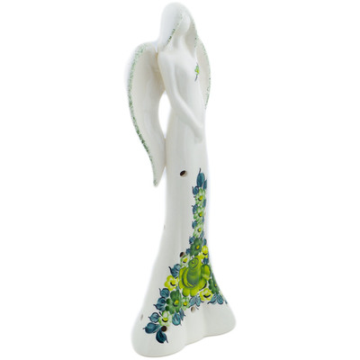 Faience Angel Figurine 16&quot; Green Wave