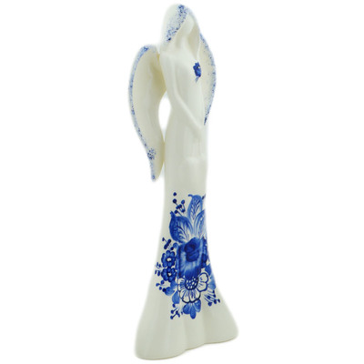 Faience Angel Figurine 16&quot; Retro Cobalt