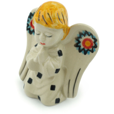 Polish Pottery Angel Figurine 3&quot; Sunburt Circle