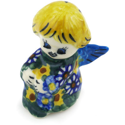 Polish Pottery Angel Figurine 3&quot; UNIKAT