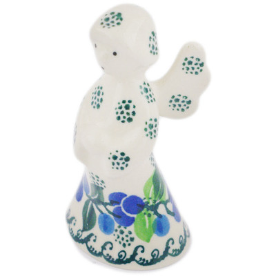 Polish Pottery Angel Figurine 4&quot; Blue Berry Garland