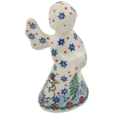 Polish Pottery Angel Figurine 4&quot; Dancing Snowman UNIKAT