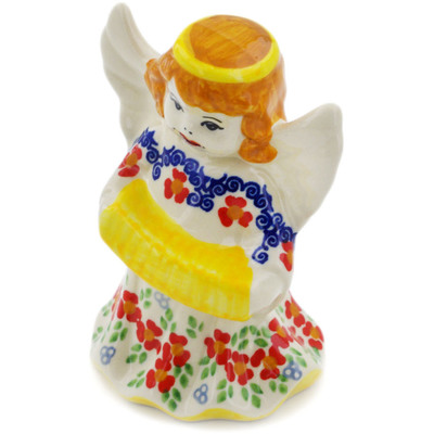 Polish Pottery Angel Figurine 5&quot; Red Chains UNIKAT