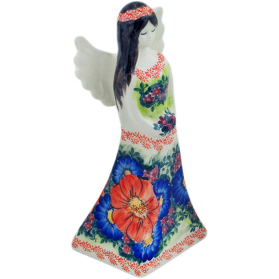 Polish Pottery Angel Figurine 9&quot; Floral Happiness UNIKAT