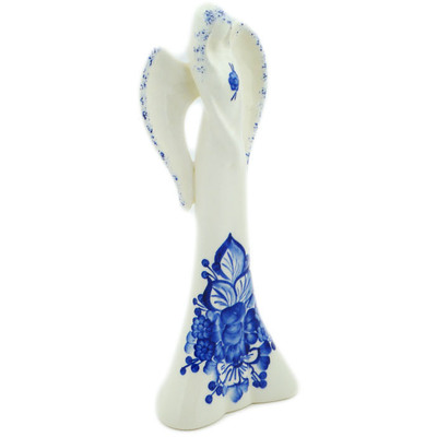 Faience Angel Figurine 9&quot; Retro Cobalt