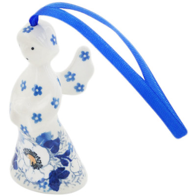 Polish Pottery Angel Ornament 3&quot; Blue Spring