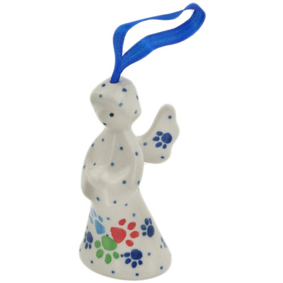 Polish Pottery Angel Ornament 3&quot; Painting Paws