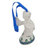 Polish Pottery Angel Ornament 3&quot; Peacock Feather