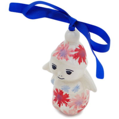 Polish Pottery Angel Ornament 4&quot; Blossom Radiance UNIKAT