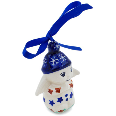 Polish Pottery Angel Ornament 4&quot; Starry Medley