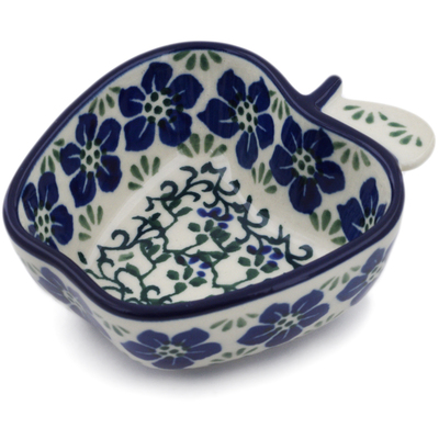 Polish Pottery Apple Shaped Bowl Blue Dogwood