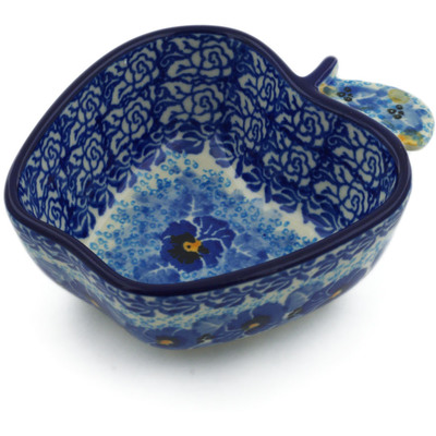 Polish Pottery Apple Shaped Bowl Deep Winter UNIKAT