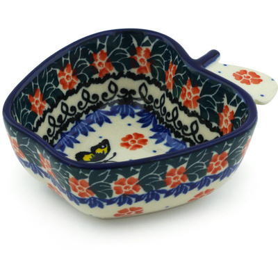 Polish Pottery Apple Shaped Bowl Spring Butterfly