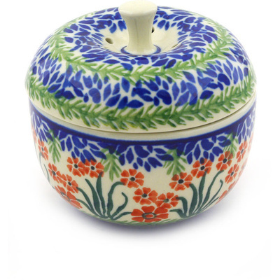 Polish Pottery Apple Shaped Jar 4&quot; April Showers