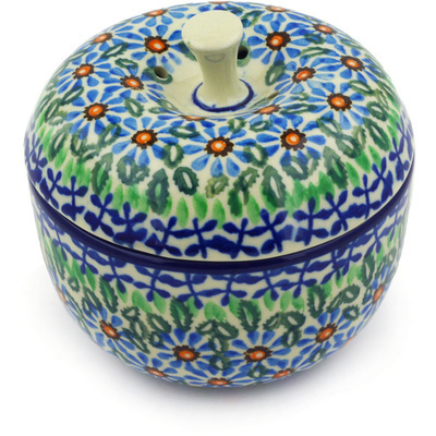 Polish Pottery Apple Shaped Jar 4&quot; Cactus UNIKAT