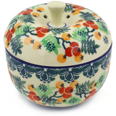 Polish Pottery Apple Shaped Jar 4&quot; Currant Tomatoes
