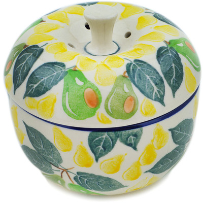 Polish Pottery Apple Shaped Jar 4&quot; Fresh Pear