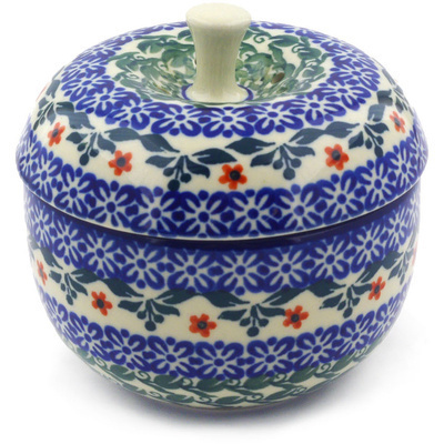 Polish Pottery Apple Shaped Jar 4"