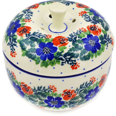 Polish Pottery Apple Shaped Jar 4&quot; Polish Wreath