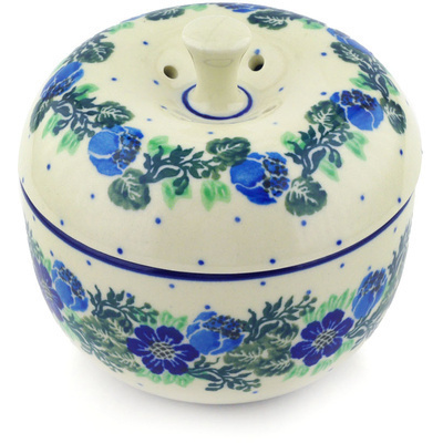 Polish Pottery Apple Shaped Jar 4&quot; Polish Wreath