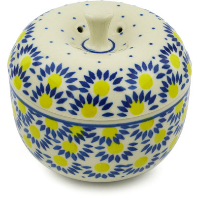 Polish Pottery Apple Shaped Jar 4&quot; Radiant Scales