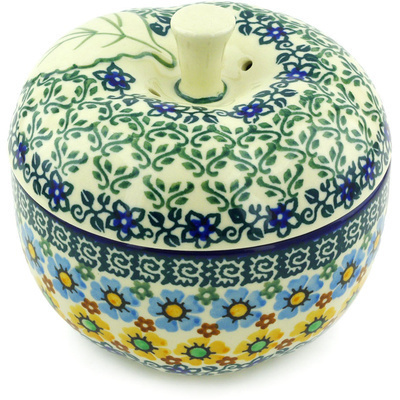 Polish Pottery Apple Shaped Jar 5&quot; Autumn Meadows UNIKAT