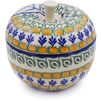 Polish Pottery Apple Shaped Jar 5&quot; Autumn Weatfields