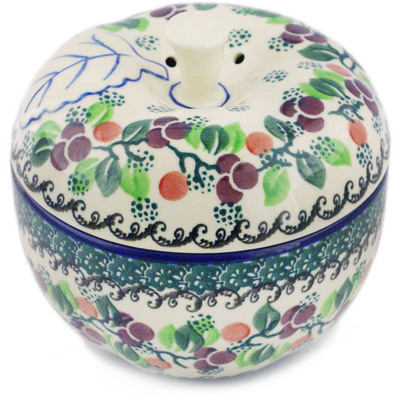 Polish Pottery Apple Shaped Jar 5&quot; Berry Garland