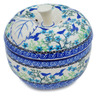 Polish Pottery Apple Shaped Jar 5&quot; Blue Bird Flying UNIKAT