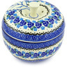 Polish Pottery Apple Shaped Jar 5&quot; Blue Bud Sea