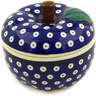 Polish Pottery Apple Shaped Jar 5&quot; Blue Eyes