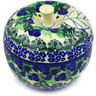Polish Pottery Apple Shaped Jar 5&quot; Blueberry Fields Forever