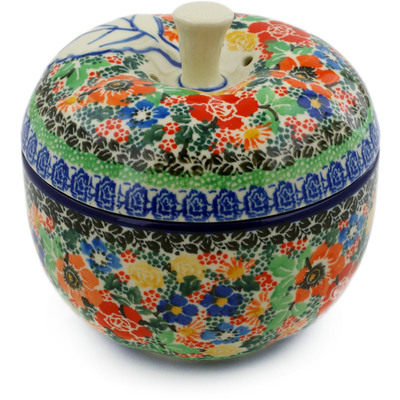 Polish Pottery Apple Shaped Jar 5&quot; Bountiful Basket UNIKAT