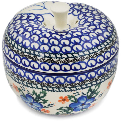 Polish Pottery Apple Shaped Jar 5&quot; Cobblestone Garden