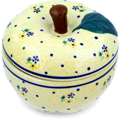 Polish Pottery Apple Shaped Jar 5&quot; Country Meadow