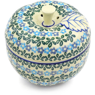 Polish Pottery Apple Shaped Jar 5&quot; Daisy Rings