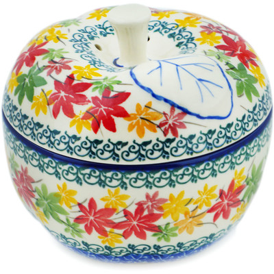 Polish Pottery Apple Shaped Jar 5&quot; Fall Vibes