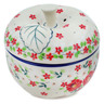 Polish Pottery Apple Shaped Jar 5&quot; Festive Mistletoe UNIKAT