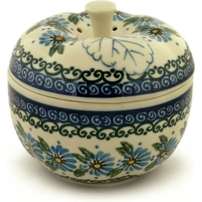 Polish Pottery Apple Shaped Jar 5&quot; Marigold Morning
