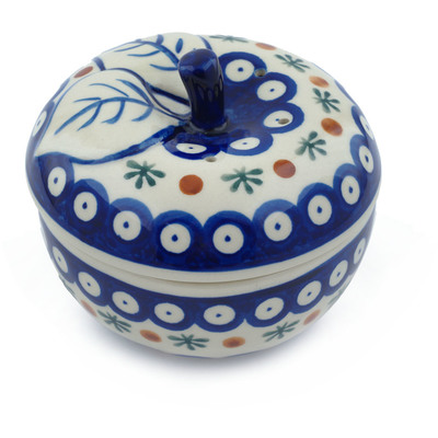 Polish Pottery Apple Shaped Jar 5&quot; Mosquito