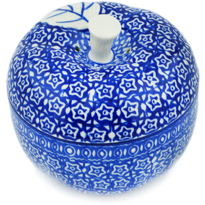 Polish Pottery Apple Shaped Jar 5&quot; Night Sky