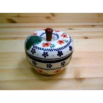 Polish Pottery Apple Shaped Jar 5&quot; Peachy Keen